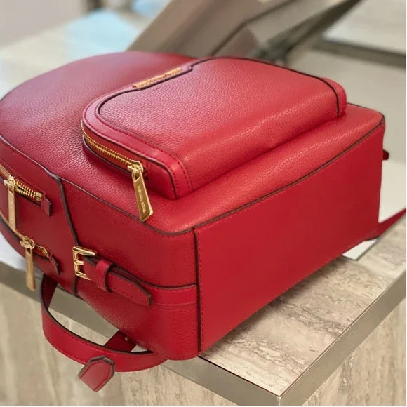 Michael Kors Jaycee Medium Pebbled Leather Backpack Chili - Picture 5 of 10